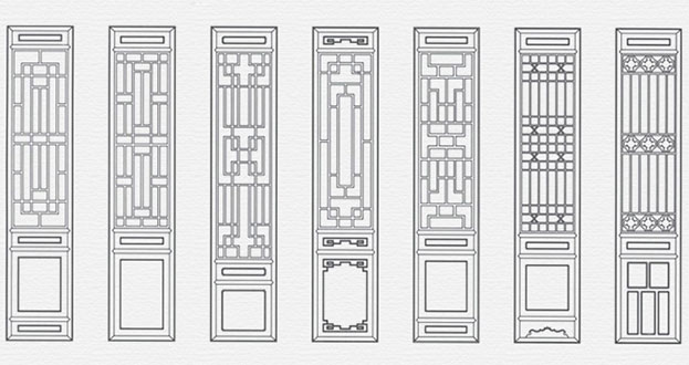 三原常用中式仿古花窗图案隔断设计图